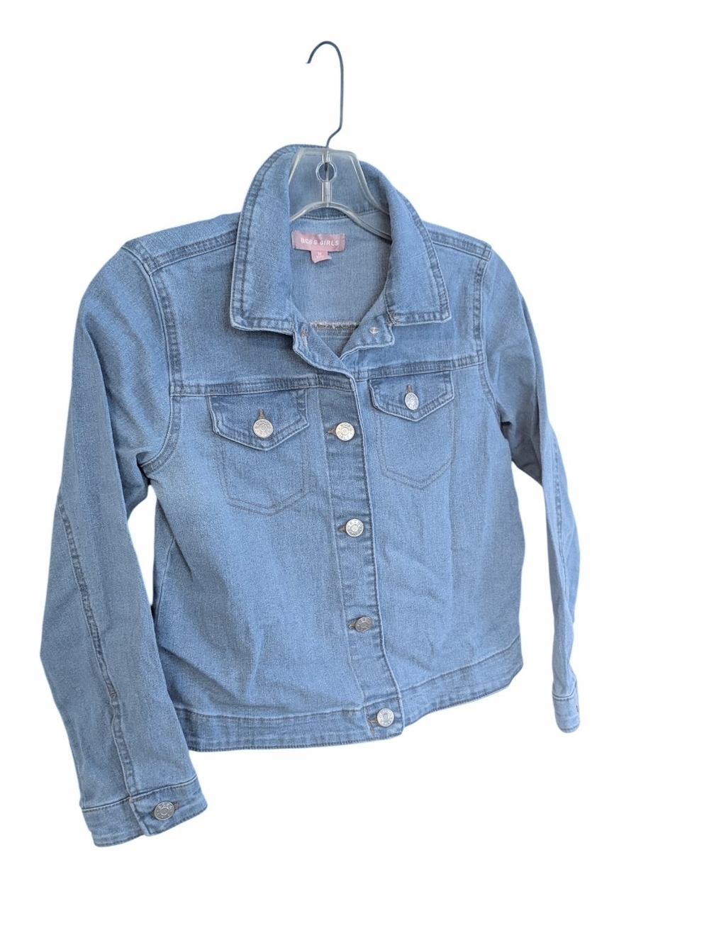 BCBG Girls Light Wash Denim Jacket Classic Button Down Size M 10/12